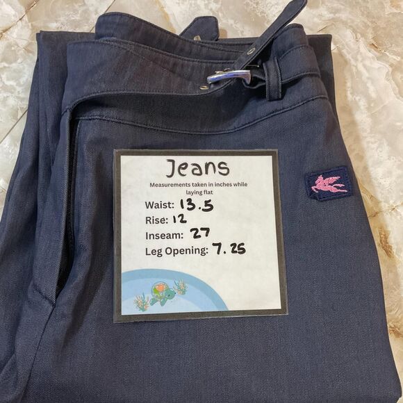 Esmoda Straight Leg Pants with Belted Waist Detail and Embroidered Pegasus - Picture 6 of 6